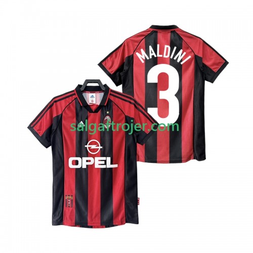 AC Milan MALDINI 3 1999 Fodboldtrøjer Retro Hjemmebanesæt 1998 Kort ærmer AC Milan MALDINI 3 1999 Fodboldtrøjer Retro Hjemmebanesæt 1998 Kort ærmer